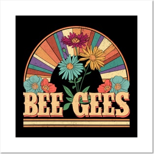 Bee Flowers Name Gees Personalized Gifts Retro Style Posters and Art